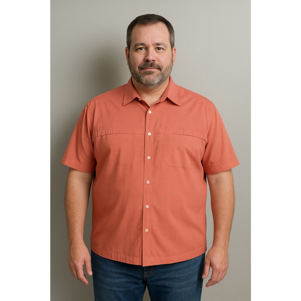 Men's Van Heusen Terracotta Short Sleeve Casual Button Down Shirt XL